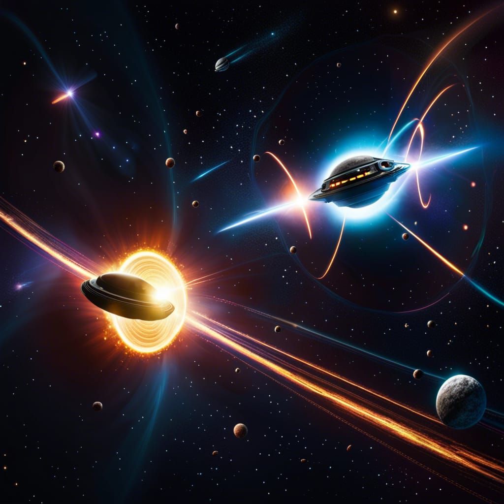 Spaceships Duel with Plasma Beams in Space