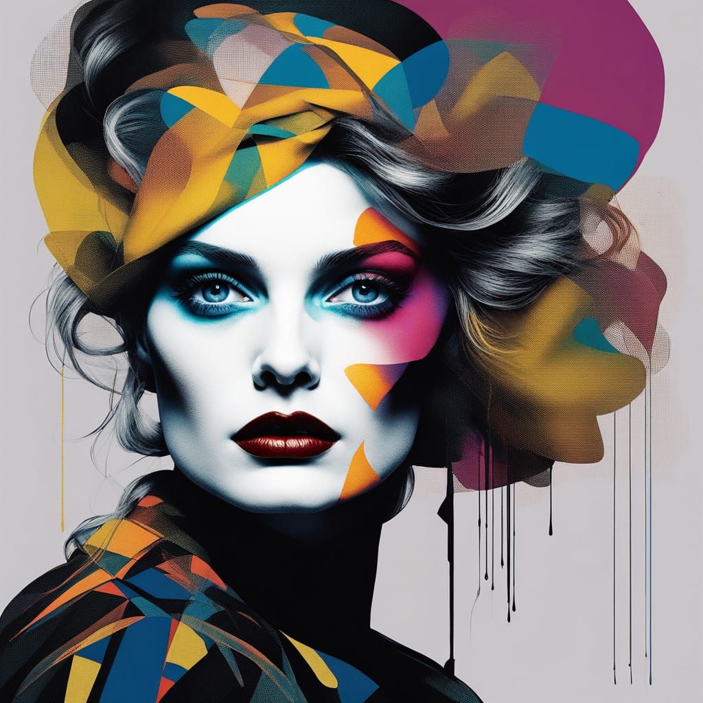 Surreal Pop Art Portrait of a Punk Rockstar in a Dreamscape