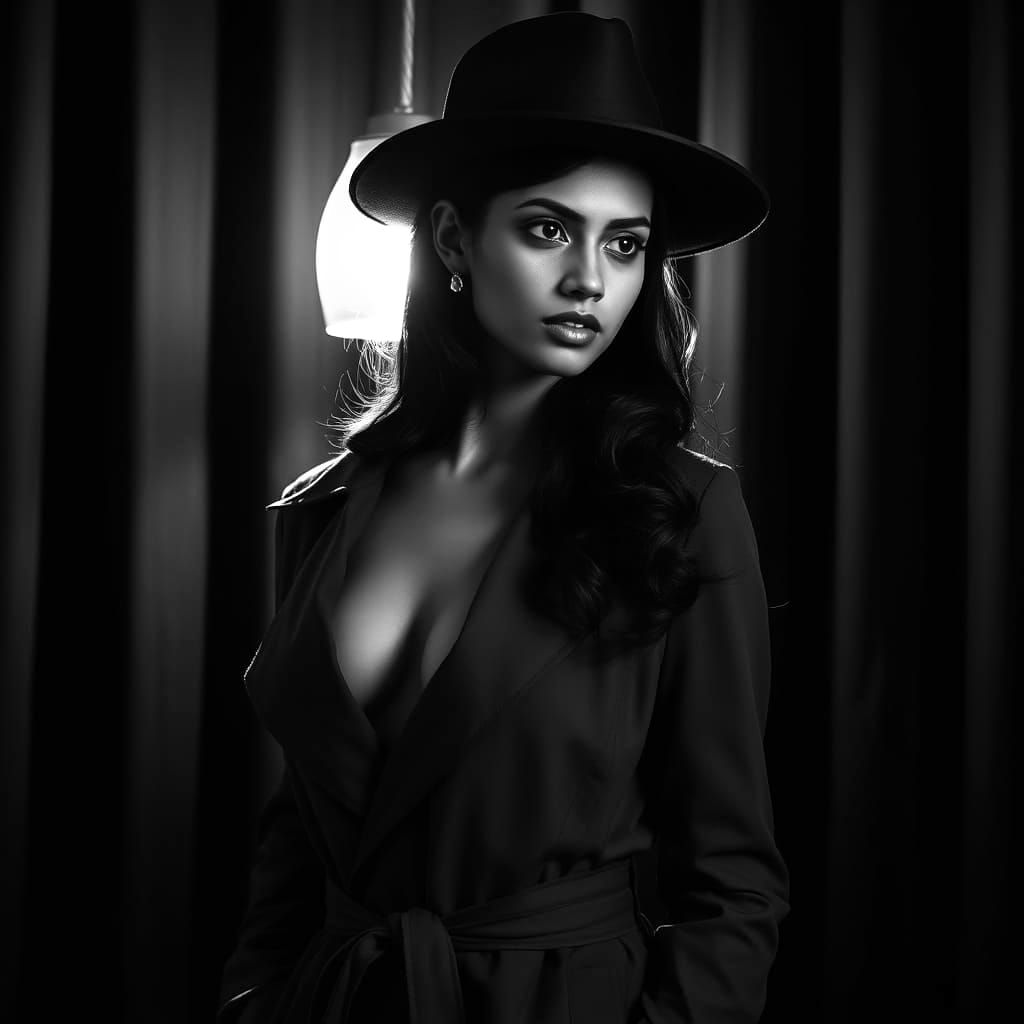 Noir Portrait of Arunachal Pradesh Woman in Fedora