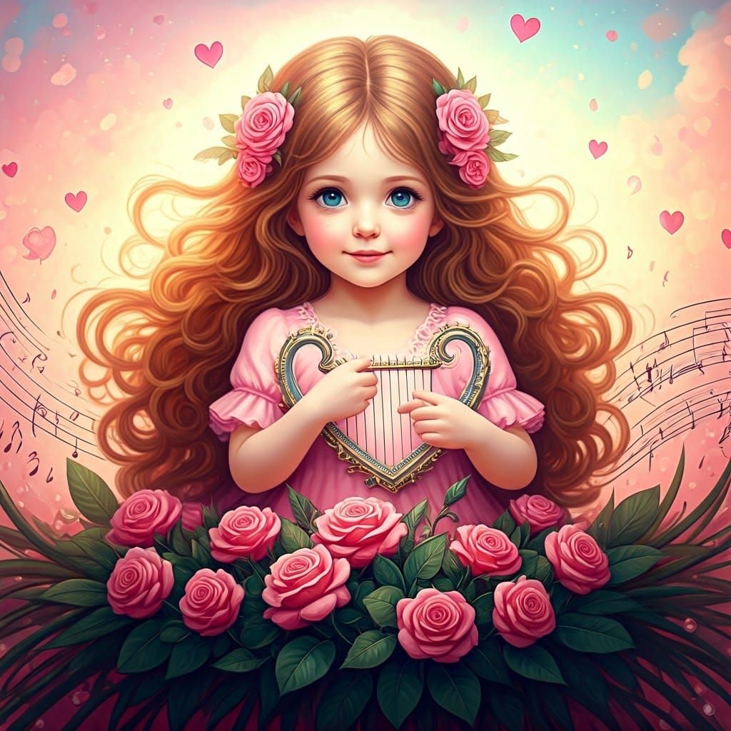 Dreamy Young Girl in a Whimsical Pink Floral Wonderland