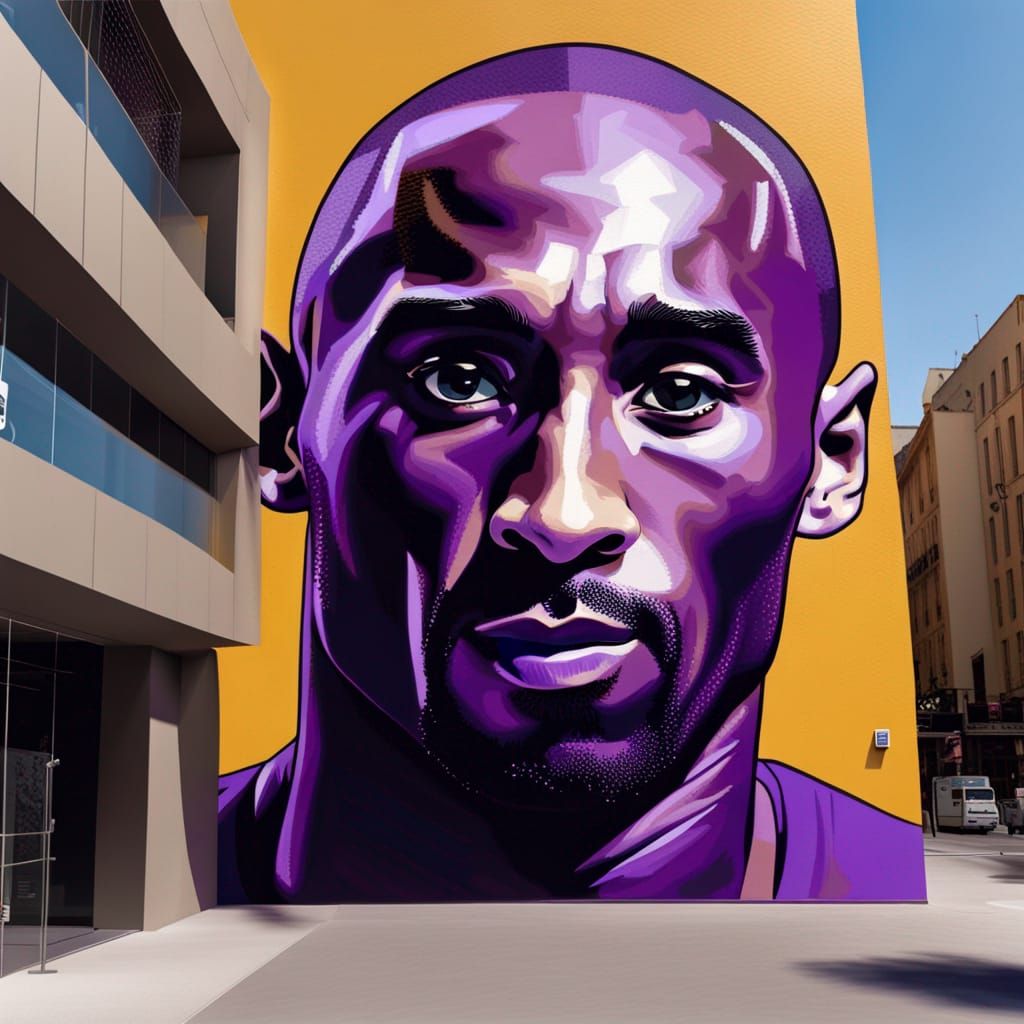 City Mural Showcases Kobe Bryant in Purple and Gold