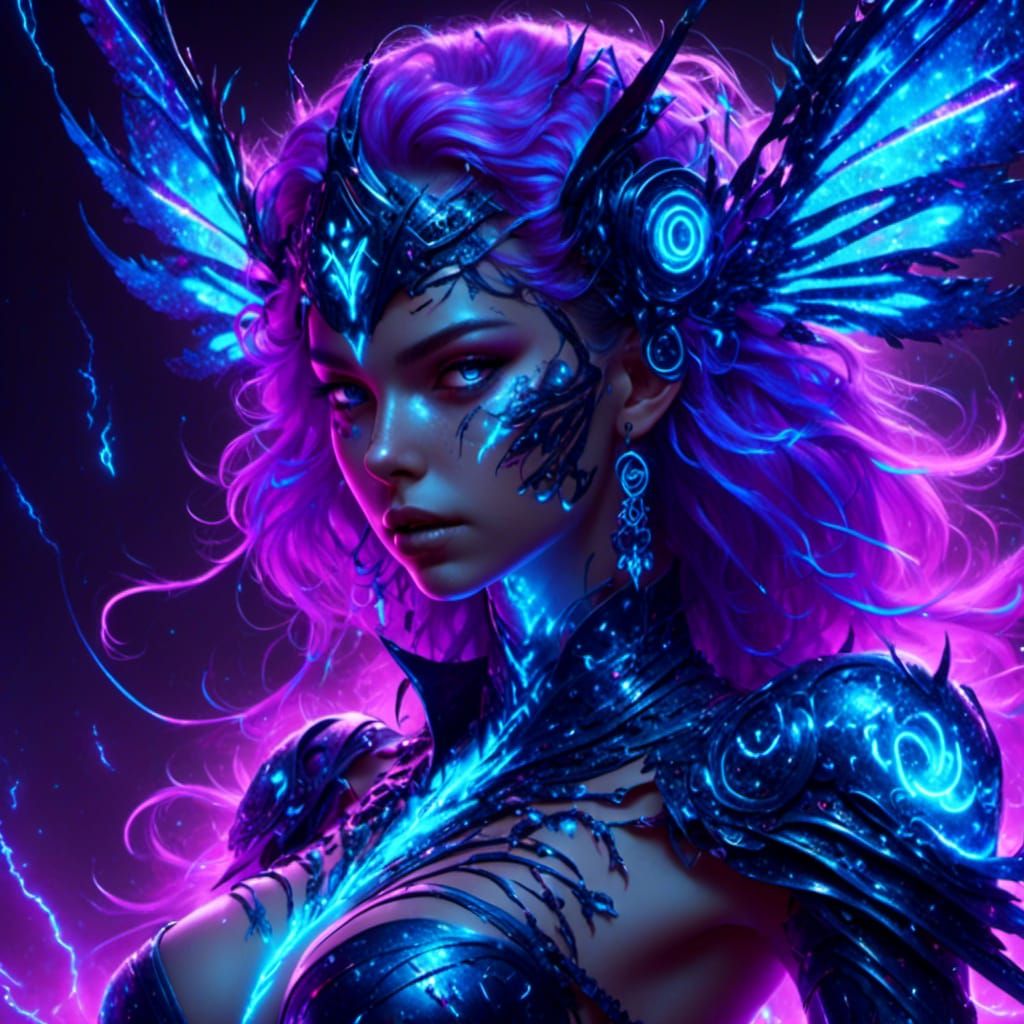 Lightning Demon in Blue Electricity Suit