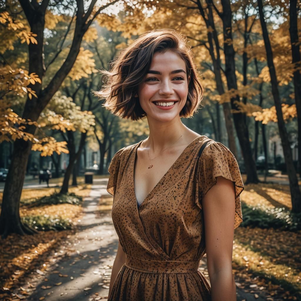Portrait of Smiling Girl with Asymmetrical Hair