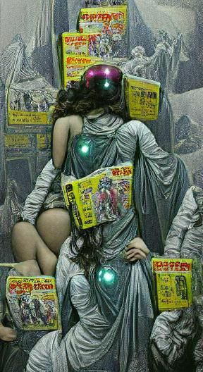 Magical Girl Transformation in Cyberpunk Comic Style