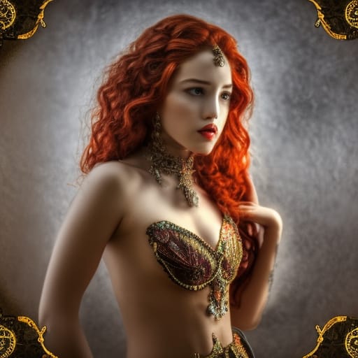 Goddess in Future Fashion with Red Hair