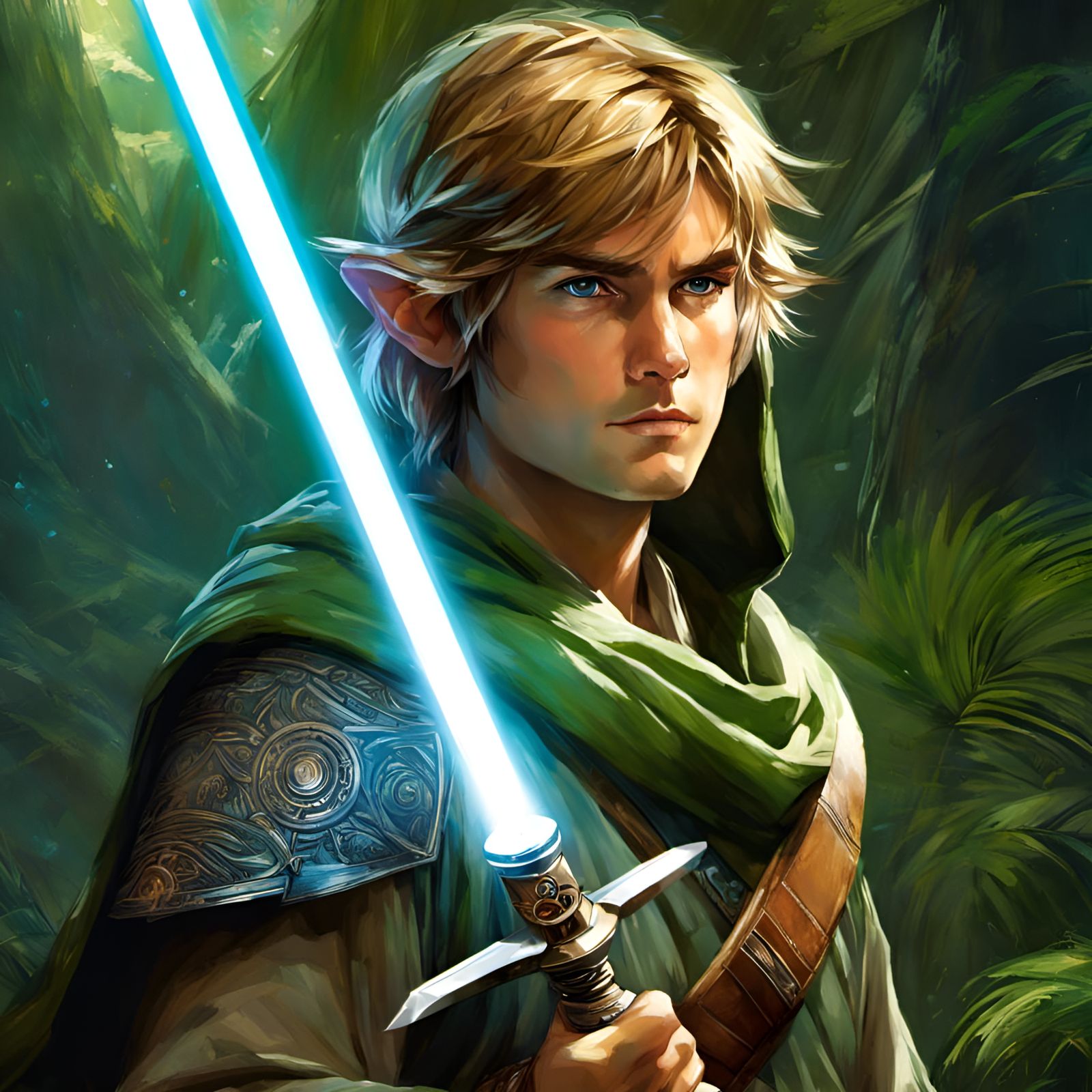 Link as Jedi Knight: Digital Art Portrait