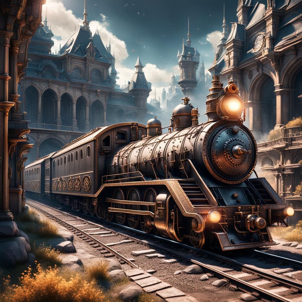 Armored Train in Detailed Matte Painting Style