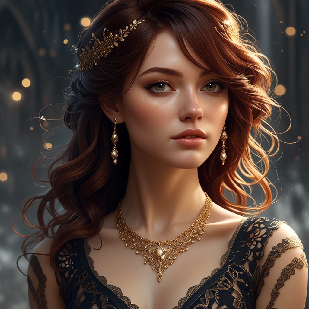 Ethereal Fantasy Portrait in Golden Hues