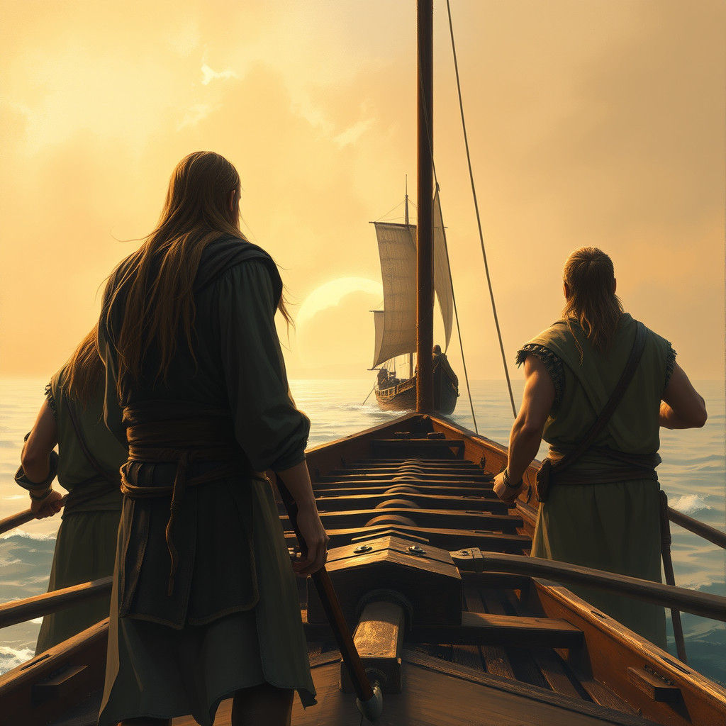 Lord Gwynllyw at the Helm: A Cinematic Oil Painting