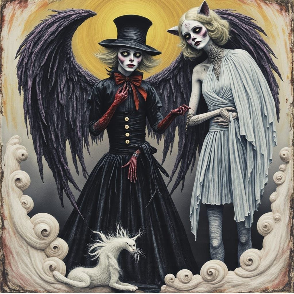 Fallen Angel Cheshire Cat and Mad Hatter