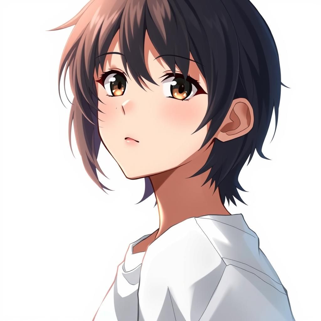 16k resolution, young androgynous anime character head and s...