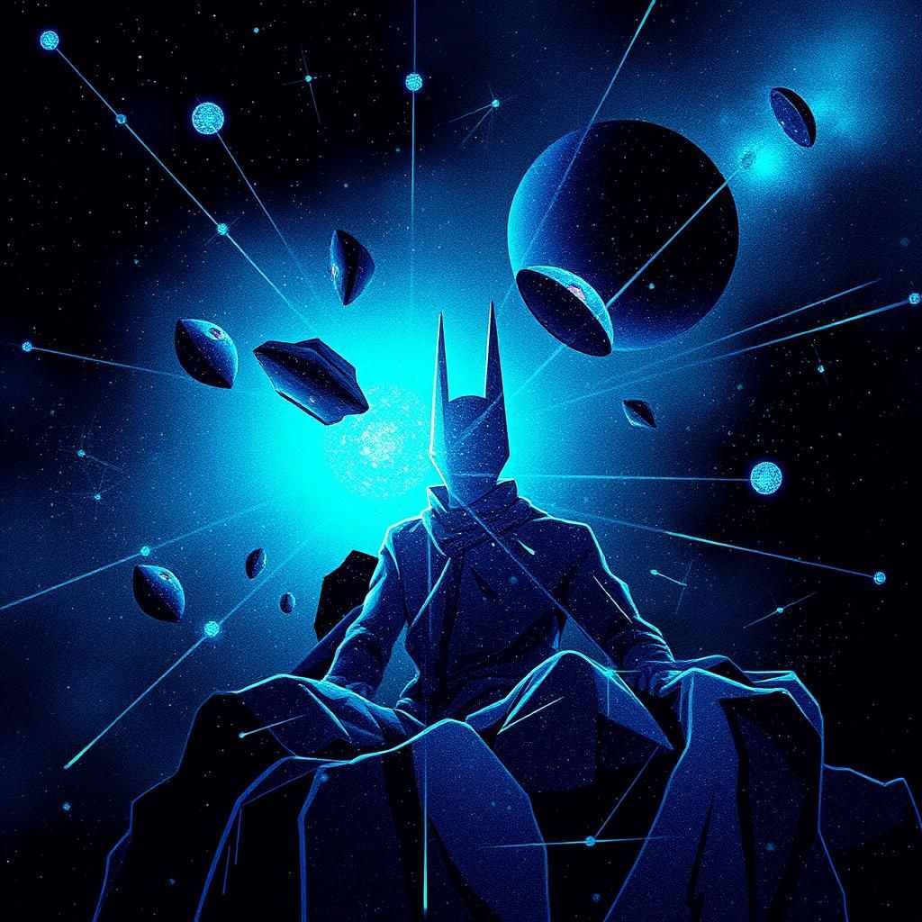 Abstract Constellation Glitch Art in Maximalist Style