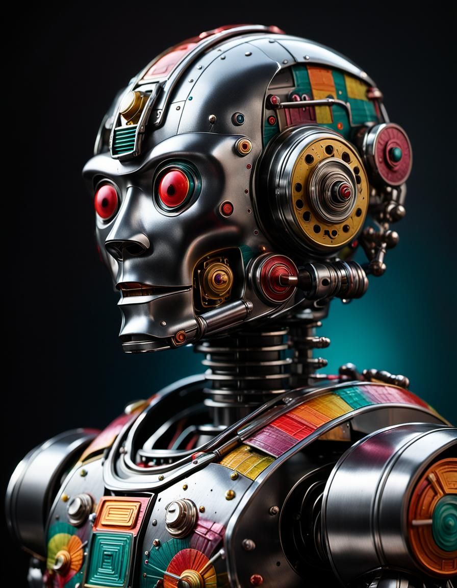 Hyperrealistic 1950s Japanese Tinplate Robot Concept Art