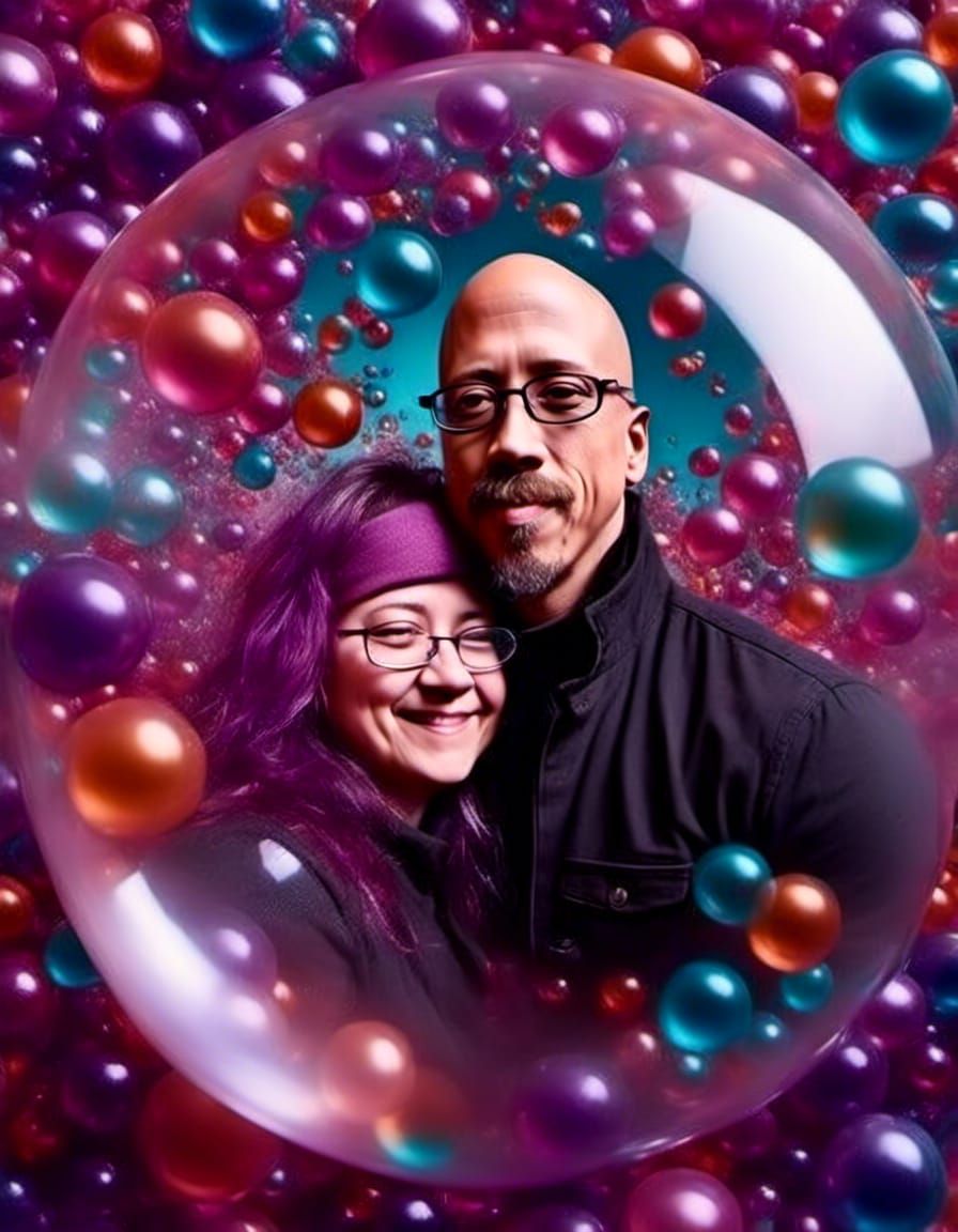 Man and Woman in Glass Bubble: Digital Portrait