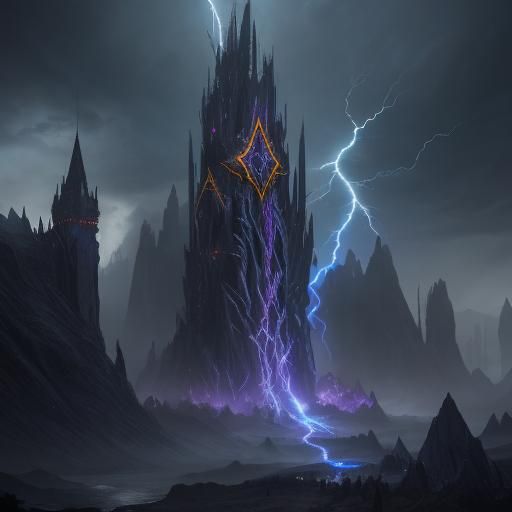 Fantastical Dark Magic Lightning in Detailed Matte Painting