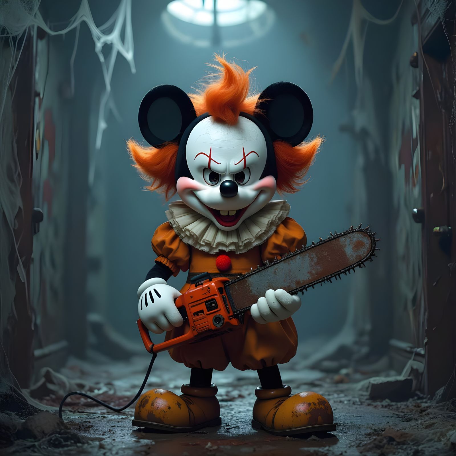 Mickey Mouse as Pennywise with Chainsaw