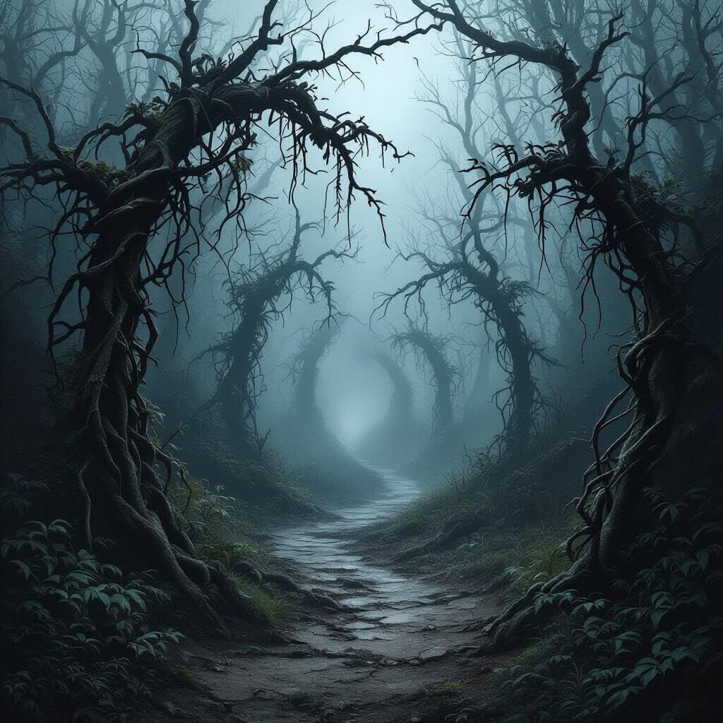 Misty Pathway in Shadow Queen's Thorn Forest