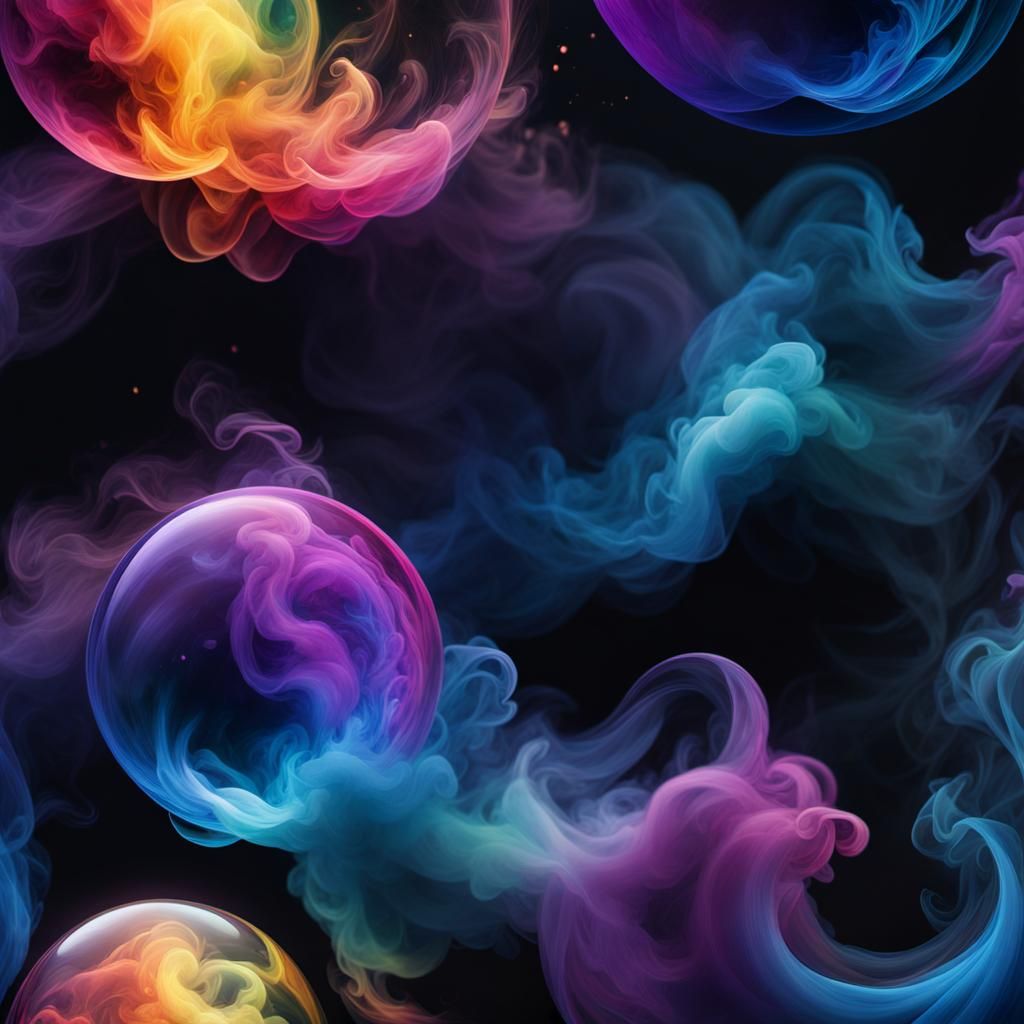Rainbow Smoke Orb in Hyperdetailed Watercolor Style