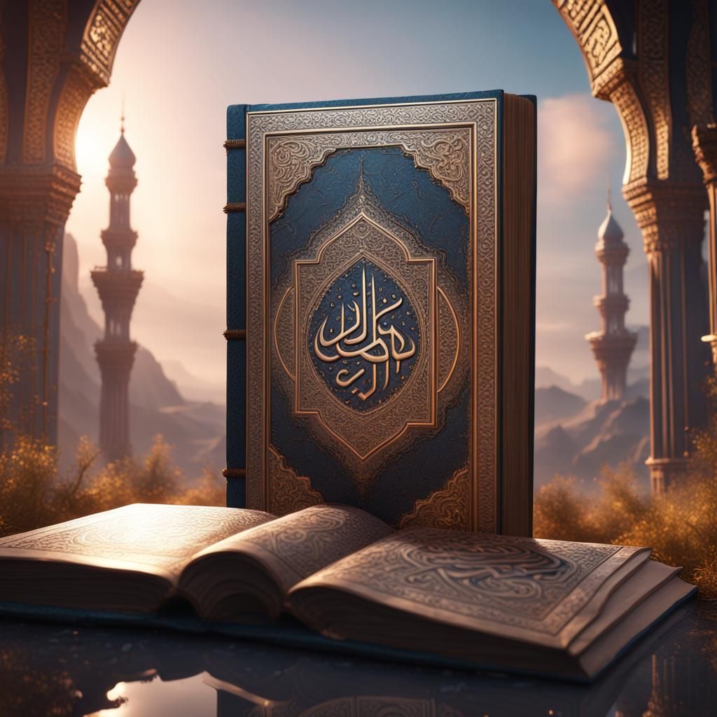 Detailed Quran Matte Painting in Fantasy Style