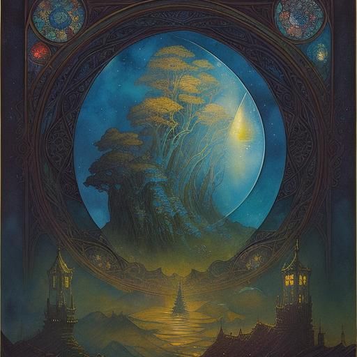 "A (teardrop full of longing:1.2). Dreamscape background. By John Howe, Alexander Jansson and Edmund Dulac. Luminous col...