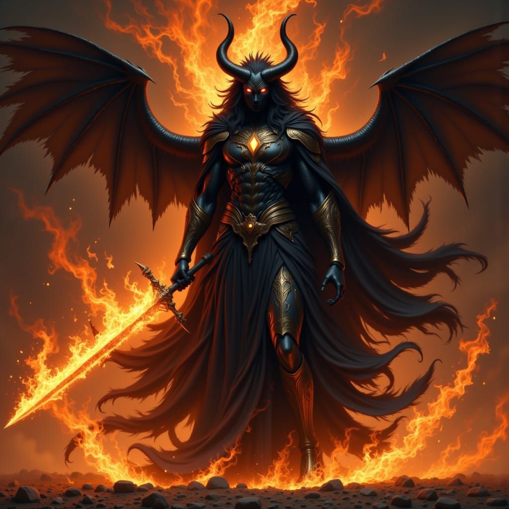 Shadow and Flame Demoness: Dark Deity Portrait