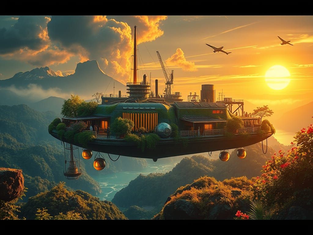 Eco-Friendly Solar Punk Community in Harmony with Nature