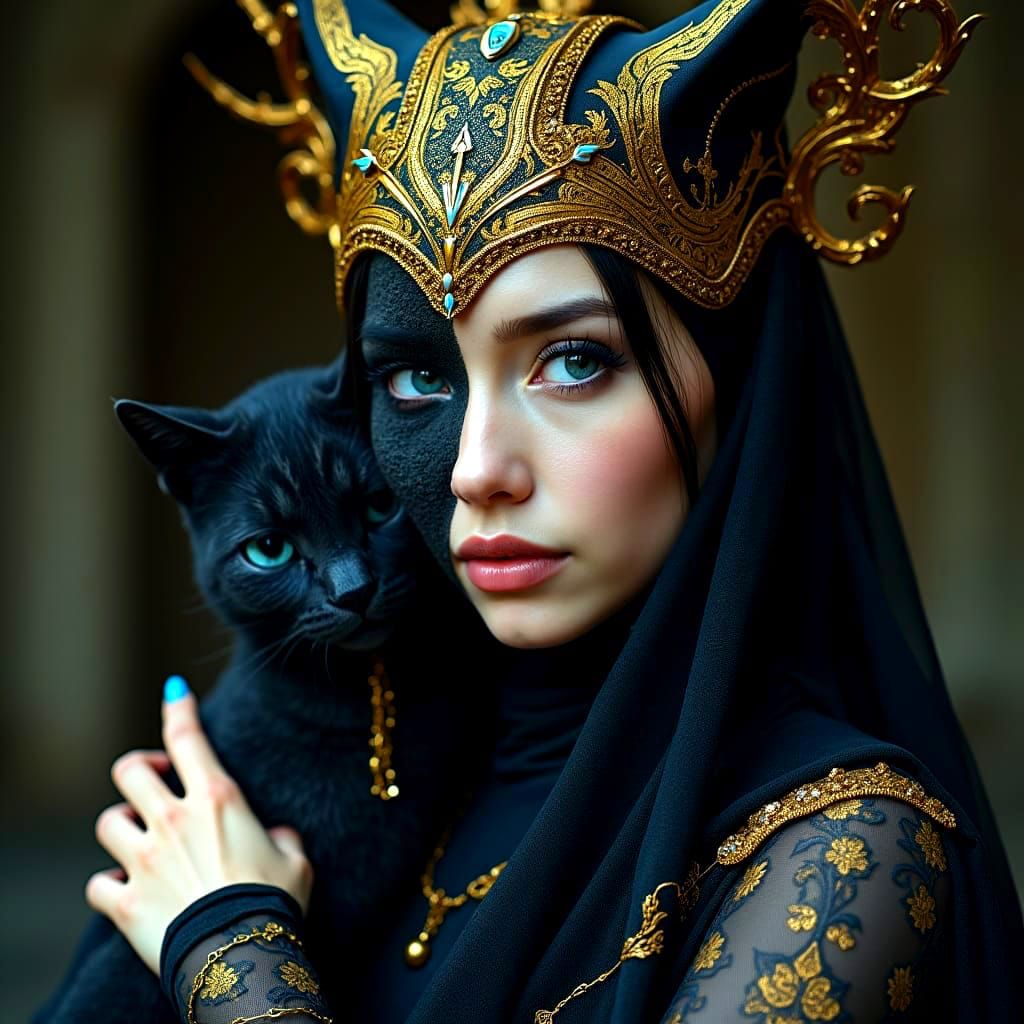 Futuristic Chimera Woman with Bioluminescent Snake Hair