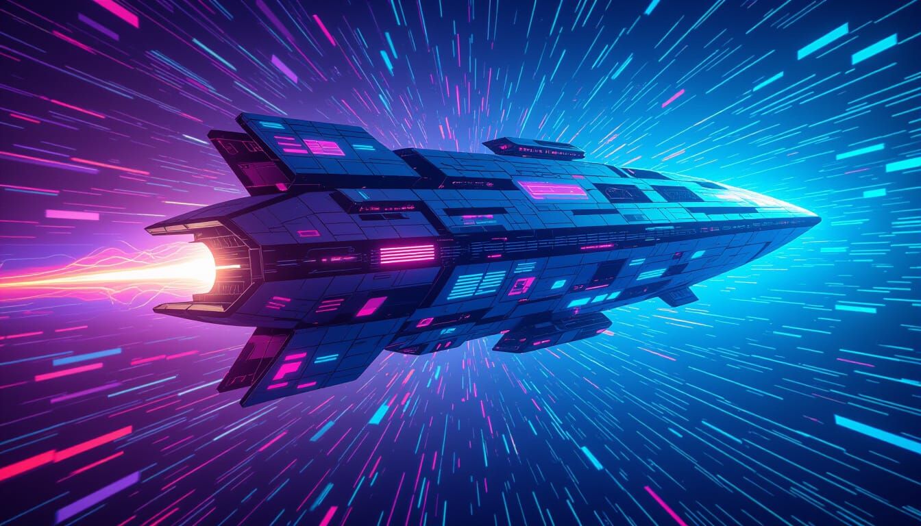 Abstract Organic Spaceship Glitching Through Pure Color