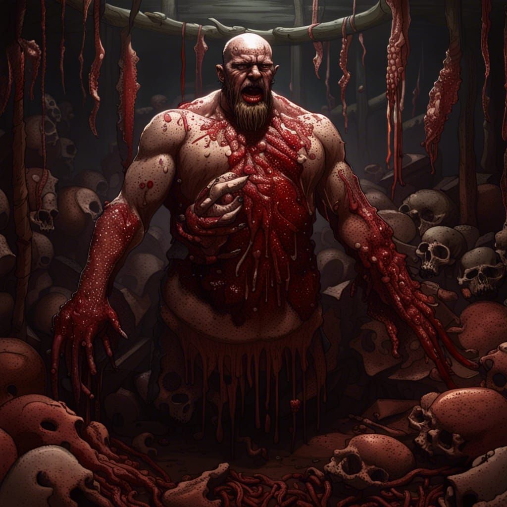 Butcher in a Bone Pile: Dark Fantasy Concept Art