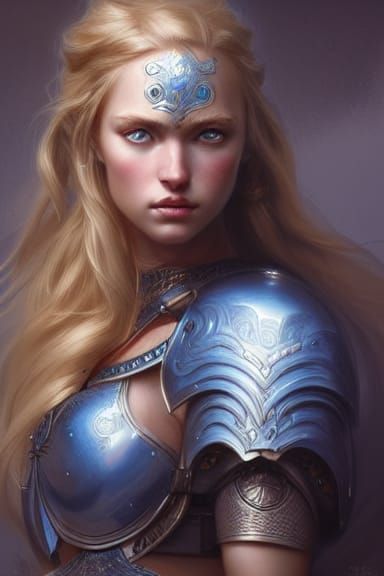 Warrior girl with wavy blonde hair 10