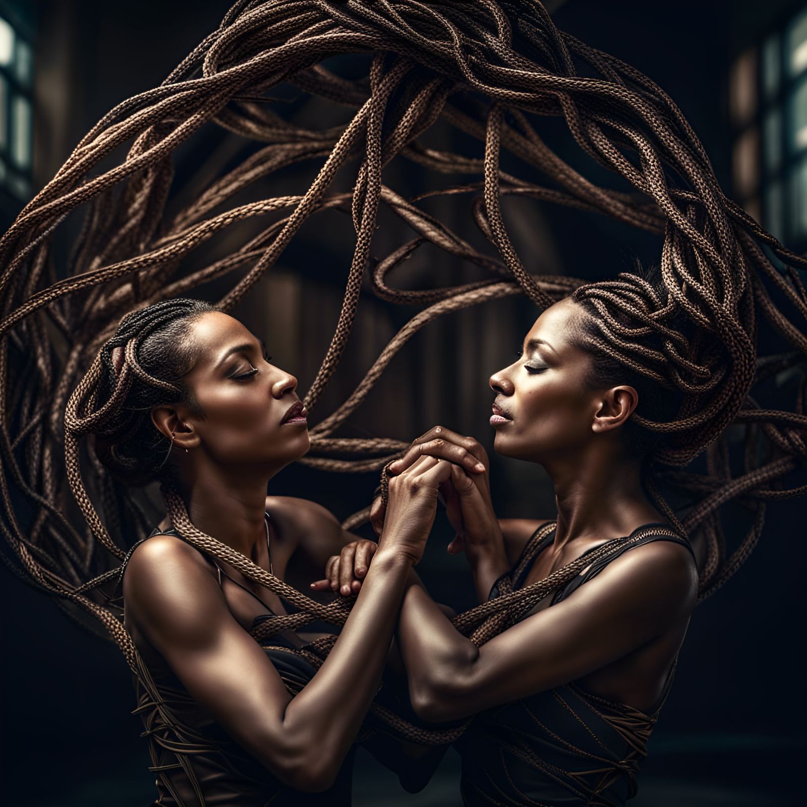 Entangled Contortionists in Hyperrealistic Detail