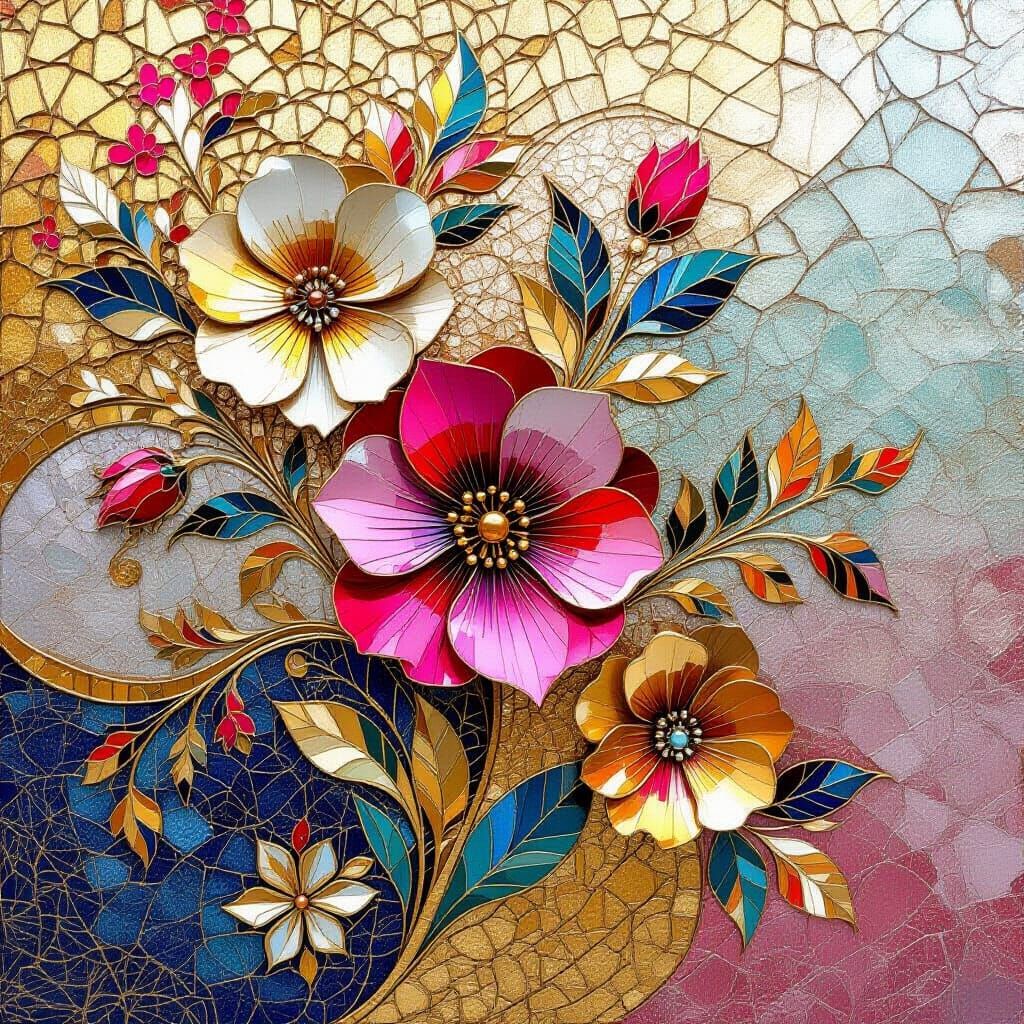 Jordanna Floral Art with Gold Accents