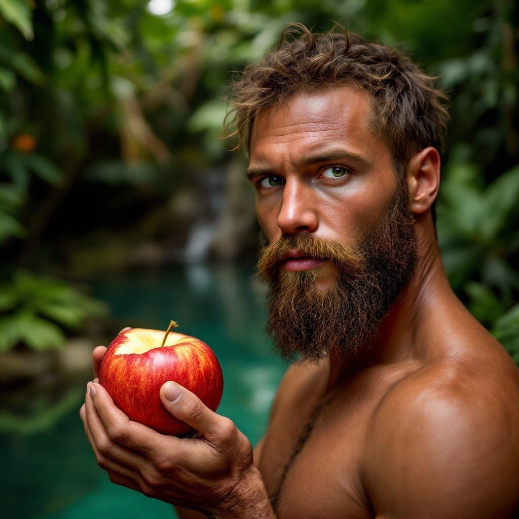 Adam and Eve Portrait in Lush Garden