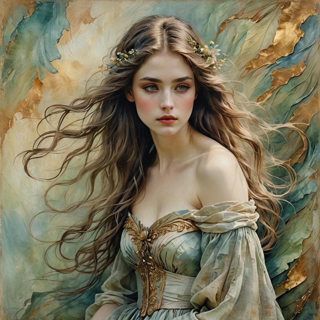 impasto portrait with soft, muted colours