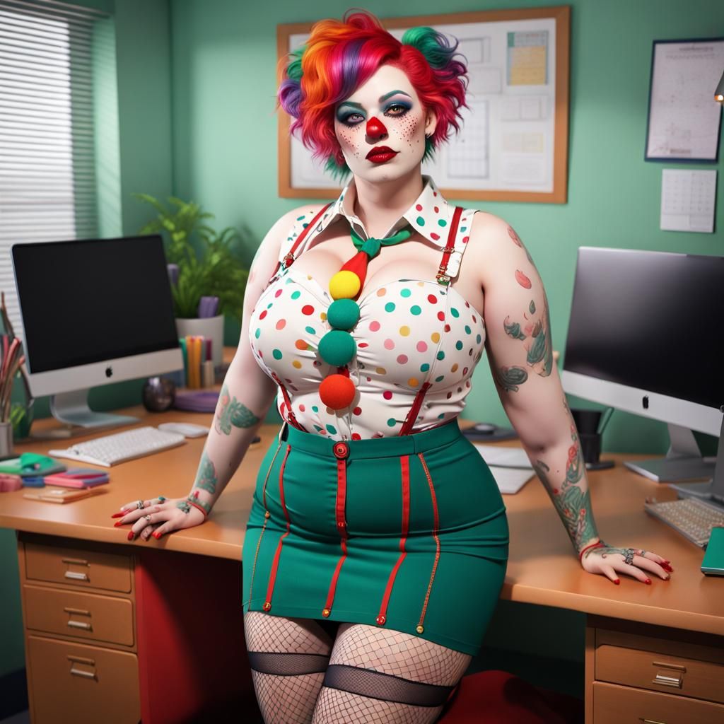 Anime Alt Clown in Revealing Office Outfit
