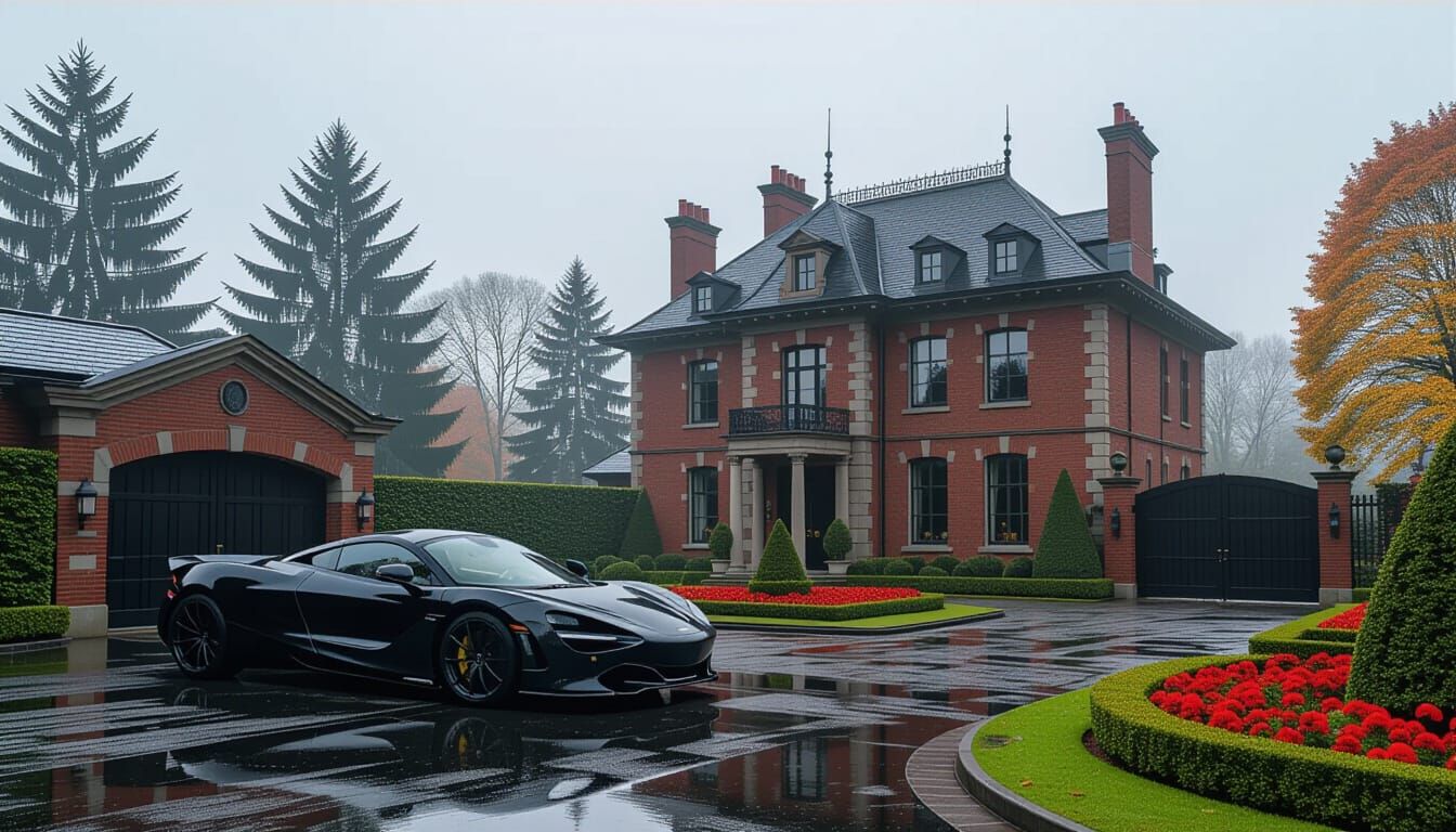 Victorian Chateau with McLaren in Misty Autumn