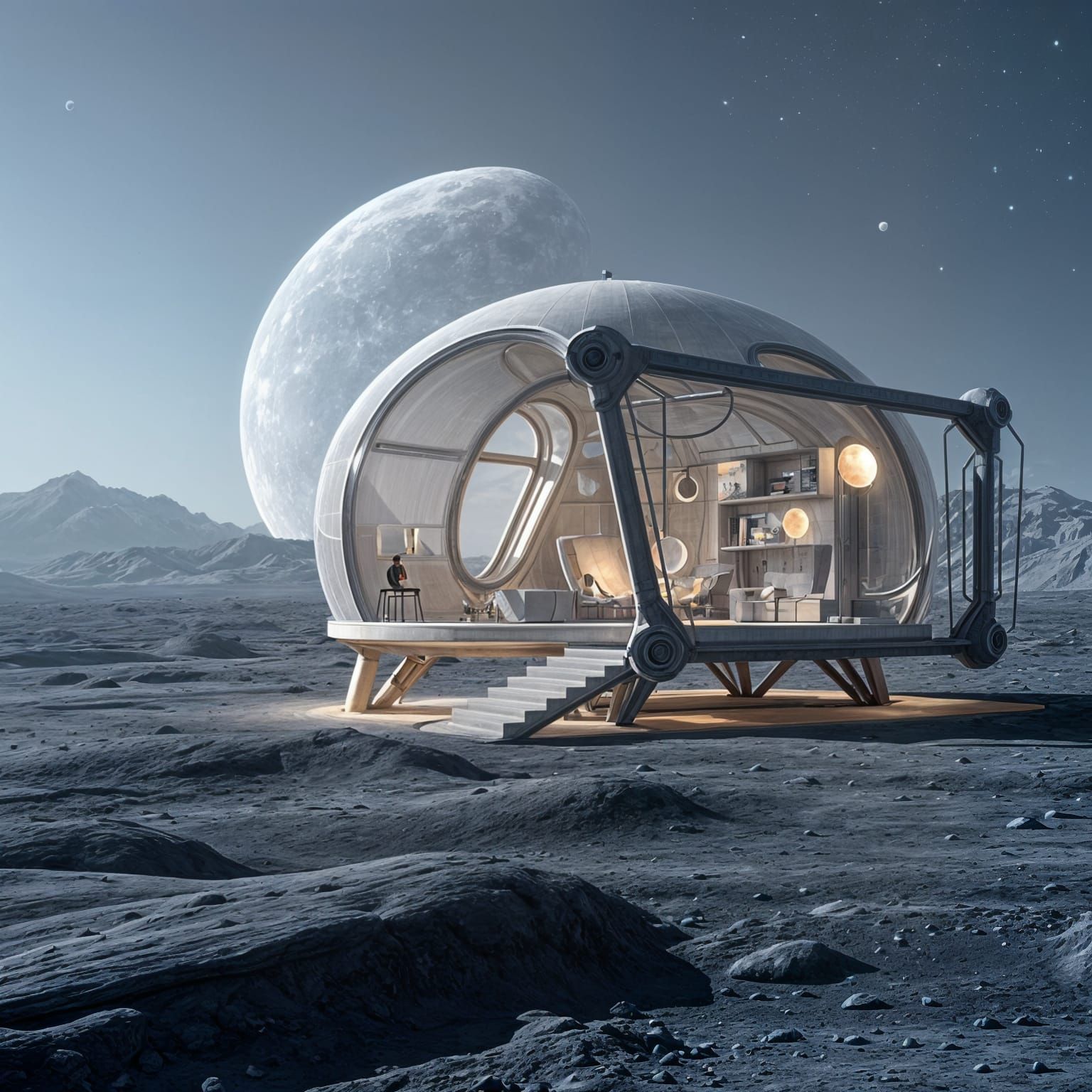 Futuristic Moon Habitat for Lunar Colony