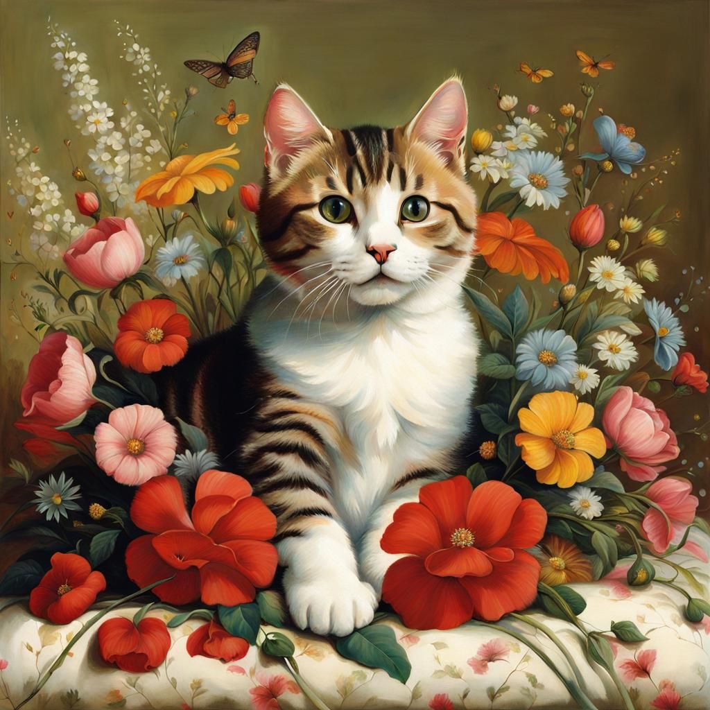 Cat Portrait in Northern Renaissance Style