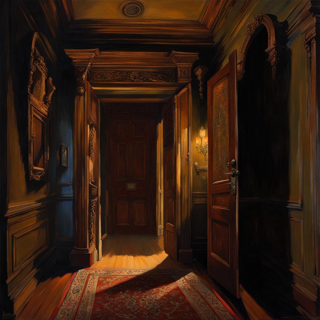 Spooky Mansion Hallway in Dark Fantasy Style