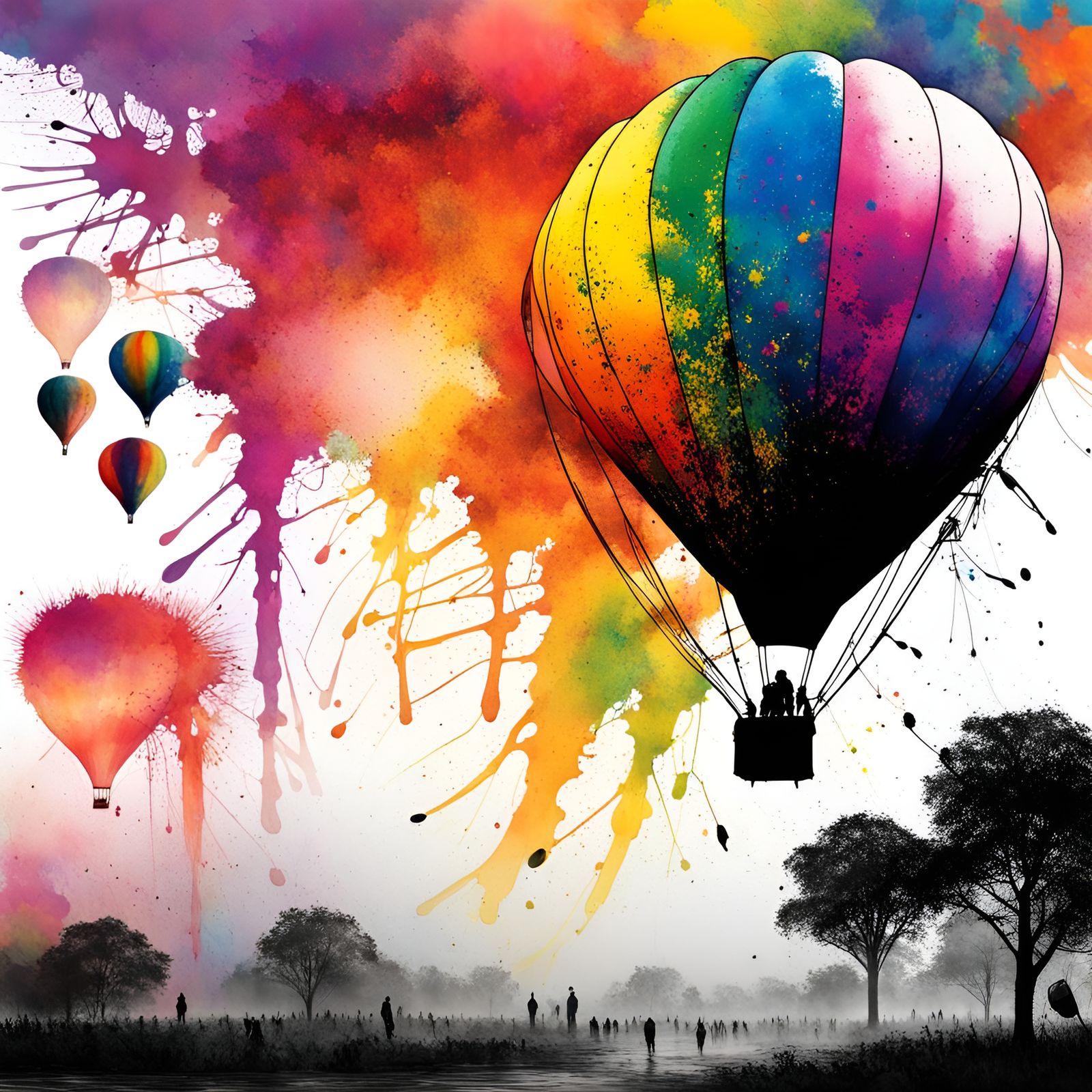 Splatter Ink Hot Air Balloons