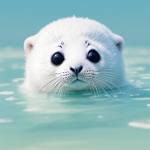 Adorable Baby Seal Pup in Impressionist Style