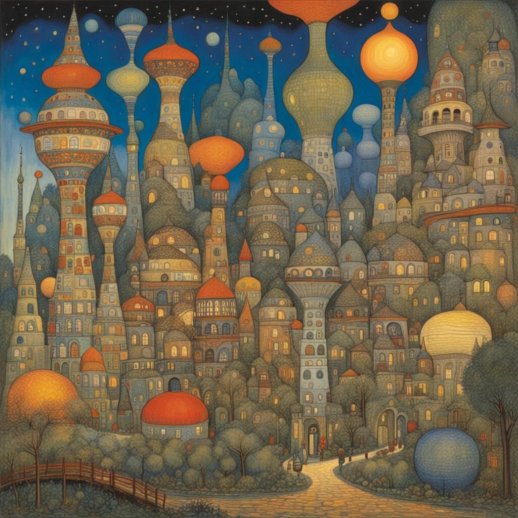 Botanical Art Nouveau Landscape