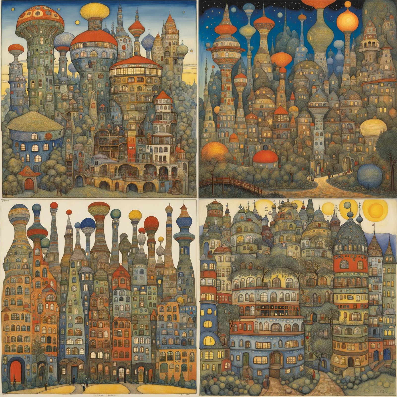 Organic Forms in Vibrant Art Nouveau Style