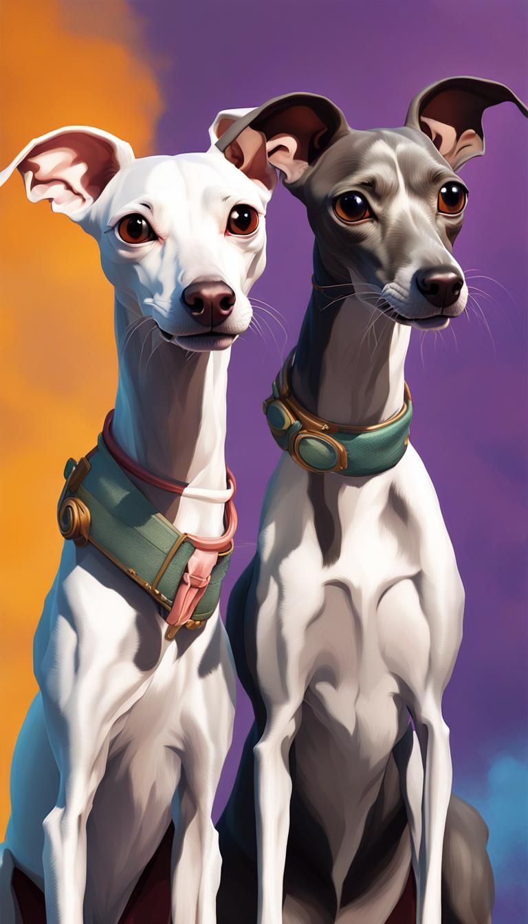 Italian Greyhounds: 3D Digital Art Portrait