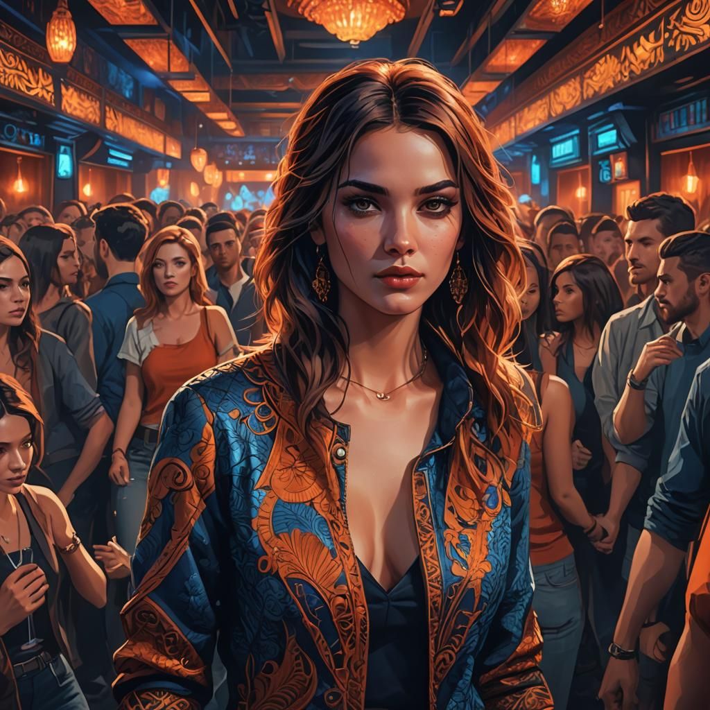 Confident Woman in Nightclub: Fantasy Concept Art