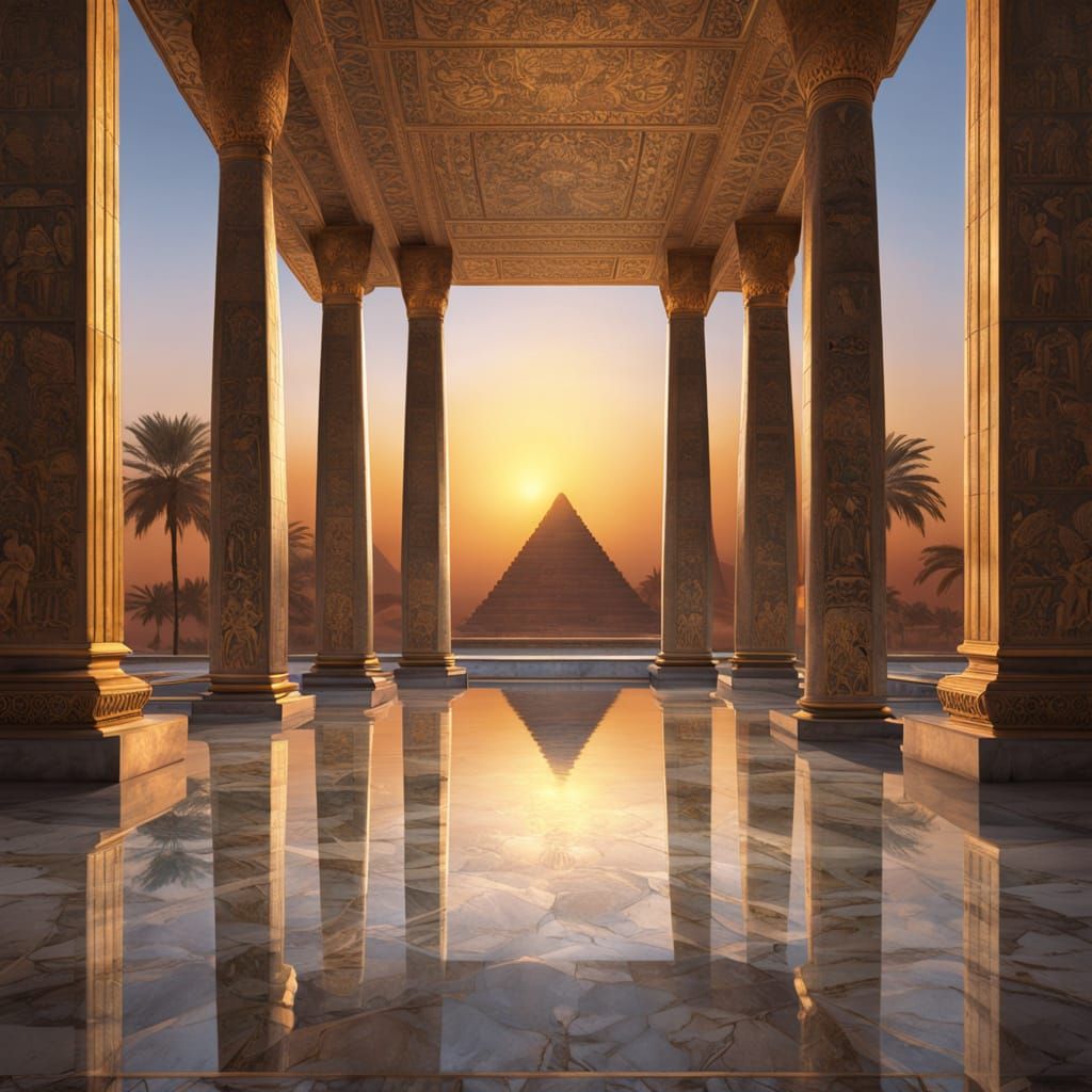 Egyptian Palace in Golden Light