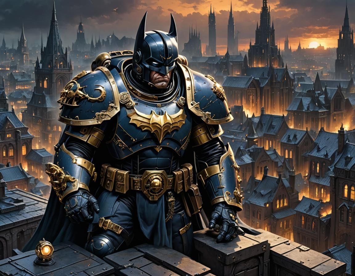 Batman Space Marine Portrait on Gotham Roofs