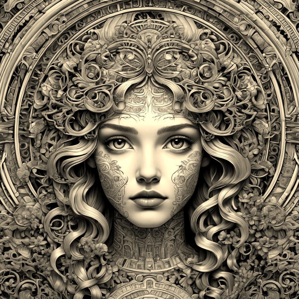 Optical Illusion: Doodle Art Nouveau Arc de Triomphe