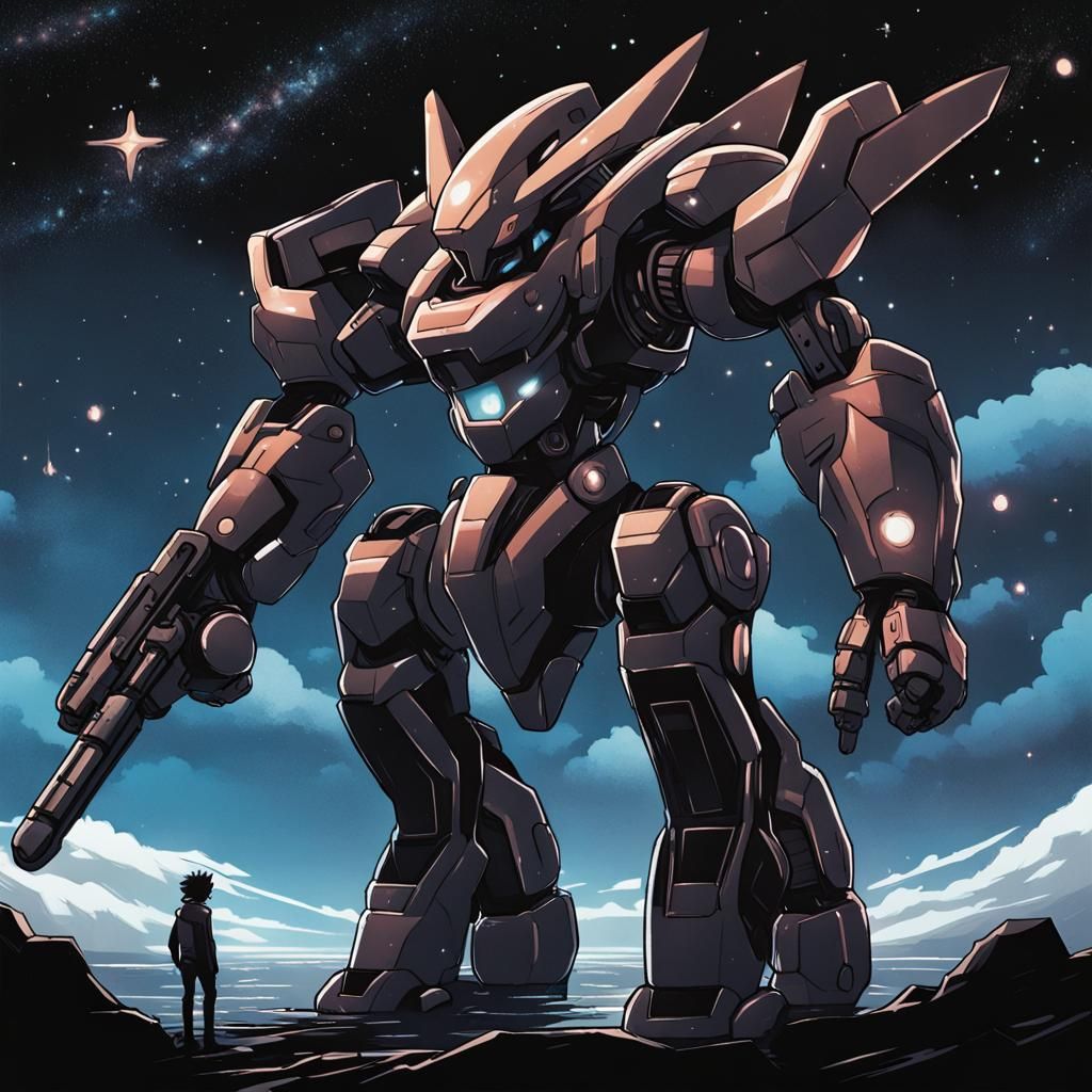 Dark Mecha Eevee Pokemon in Comic Book Style