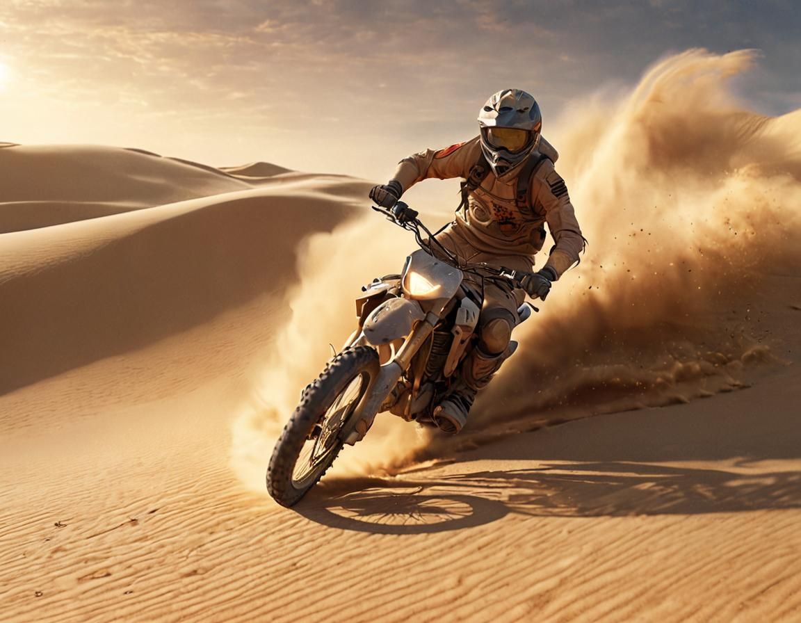 Dirtbike Desert Race at Golden Hour